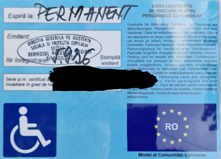 Pierdut/ furat card-legitimatie de parcare pentru persoanele cu handicap